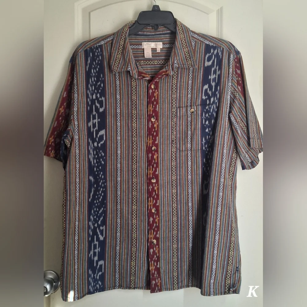 The Territory Ahead Cotton Multicolor Striped Short Sleeve Shirt XL Navajo Rodeo - Picture 3 of 9